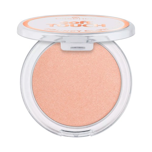 ESSENCE Touch bonucy glow tono 20 Glazed dew, brillo rosado melocotón Iluminador en crema y polvo acabado similar al cristal.