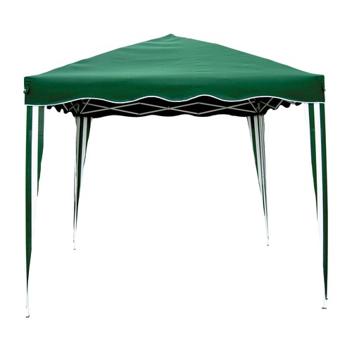 Cenador de jardín plegable 3x3 de acero y poliéster color verde, IKUNIK.
