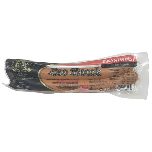 LEO BOECK Salchichas de cerdo cocidas en tripa natural, picantes, tipo Pikanwurst LEO BOECK 2 uds.