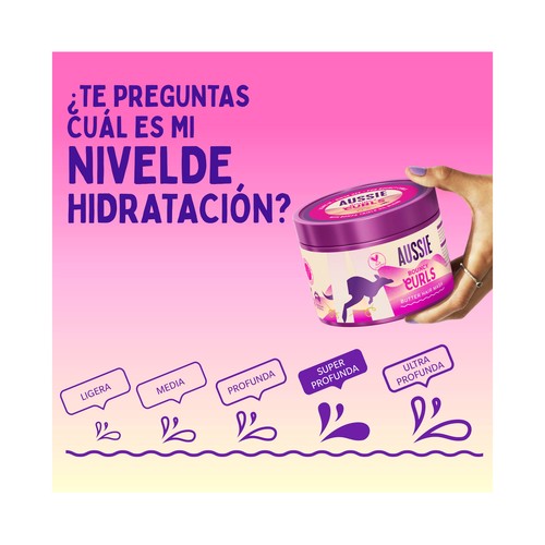 AUSSIE Bouncy curls Mascarilla capilar hidratante y acondicionadora, para cabellos rizados o con ondas 500 ml.