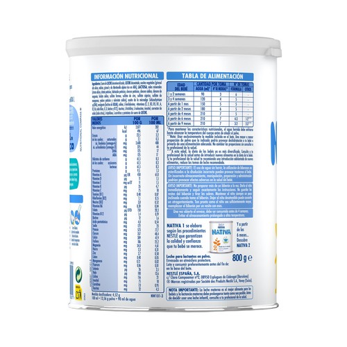 NATIVA 1 de Nestlé Leche (1) de inicio para recién nacido desde el primer día 800 g.