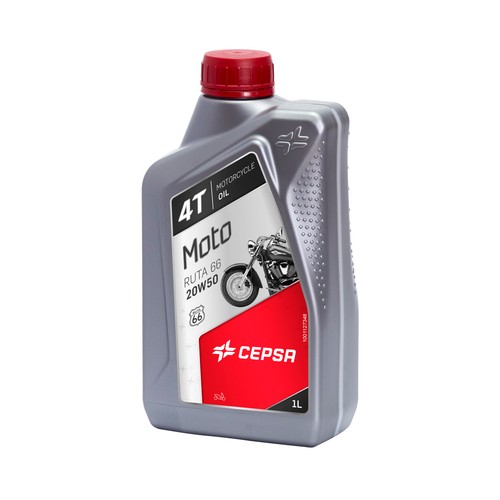 Aceite sintético para motocicletas con motores de 4 tiempos CEPSA ruta 66 1 litro.