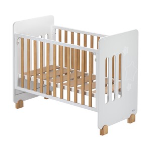 Imagen de Cuna de madera de haya INTERBABY Star Nature lateral abatible, 8 alturas, lateral abatible.