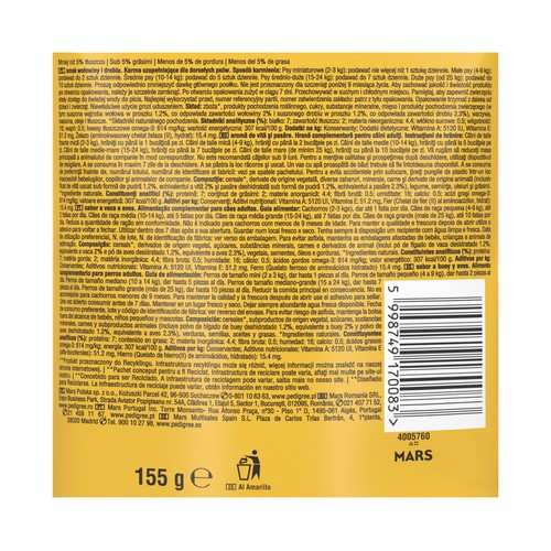 PEDIGREE Bocaditos con sabor a buey para perros 155 g.