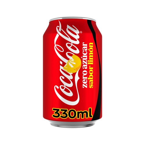 COCA COLA Zero azúcar Refresco de cola con sabor a limón lata 33 cl.
