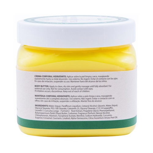 BECASAN NATURE Crema corporal hidratante con cúrcuma, manteca de karité y vitamina E 300 ml.