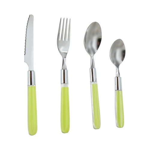 Set de 16 cubiertos con mango de plástico color verde TABERSEO.