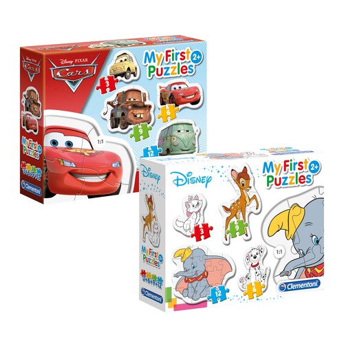 Surtido de 4 puzzles infantiles Disney, dificultad progresiva, My first puzzle CLEMENTONI.