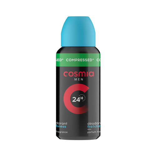 Desodorante de viaje en spray compressed para hombre con protección anti-transpirante de hasta 24 horas COSMIA.