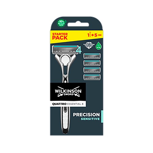 WILKINSON Recambio de cuchillas de afeitar de cuatro hojas para maquinillas WILKINSON Quattro 4 uds