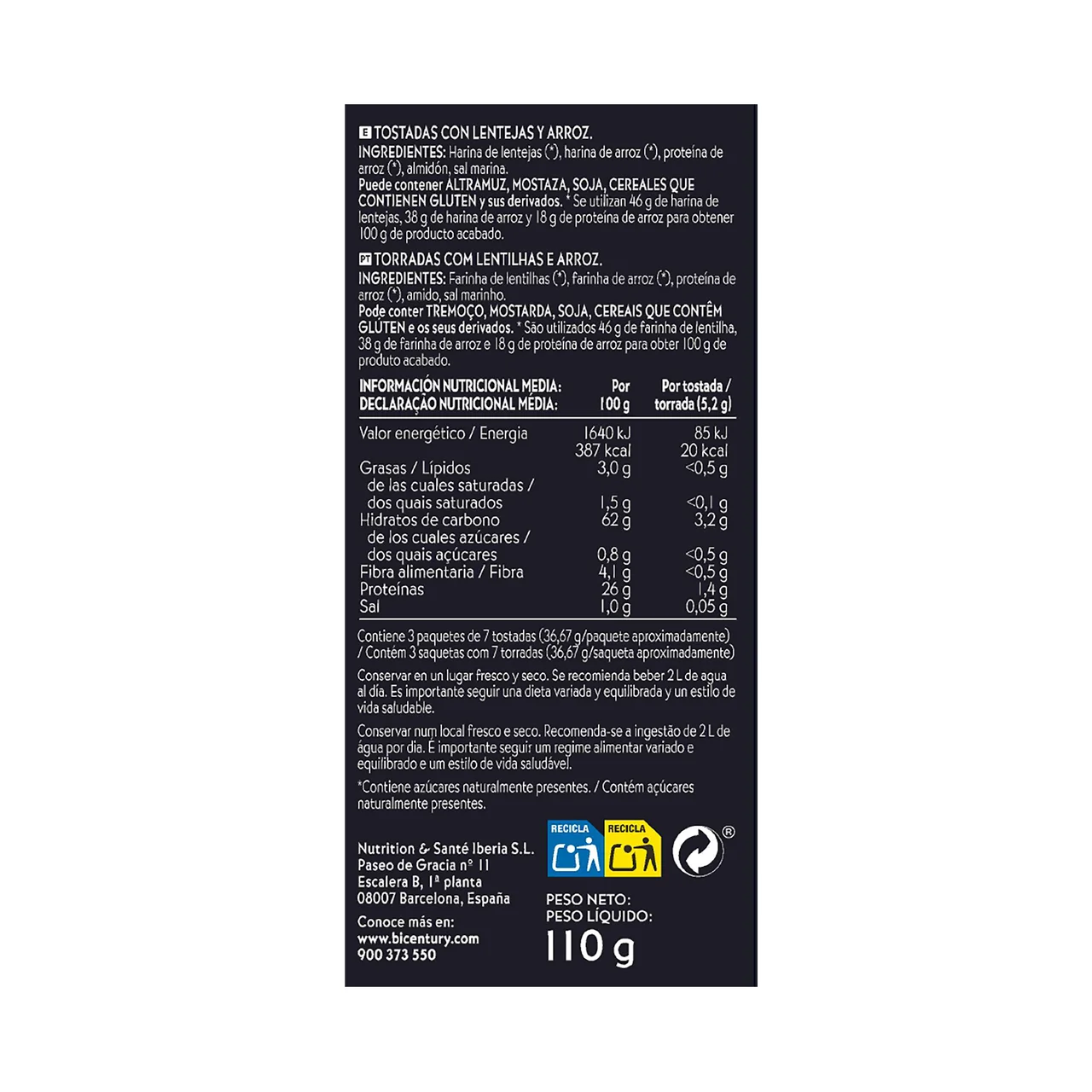 Tostada de proteína 110 g.