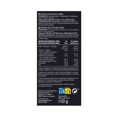 BICENTURY Tostada de proteína 110 g.