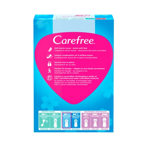 CAREFREE Cotton feel Protege slip transpirables sin fragancia 40 uds.