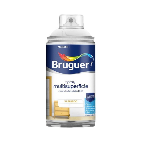Esmalte acrylico multisuperficie en spray 300ml de color blanco, BRUGUER