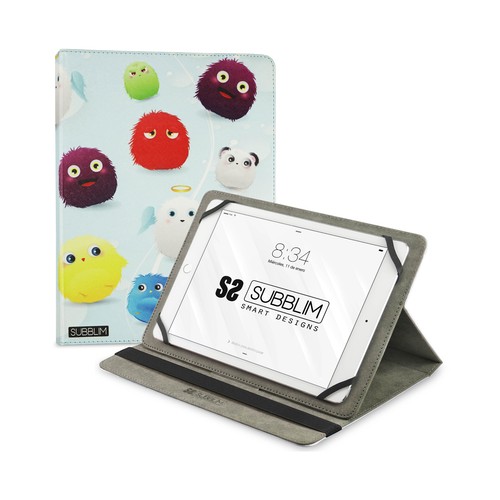 Funda universal para tablet 10.1" SUBBLIM Trendy Case Furry, función soporte, cierre con banda elástica.