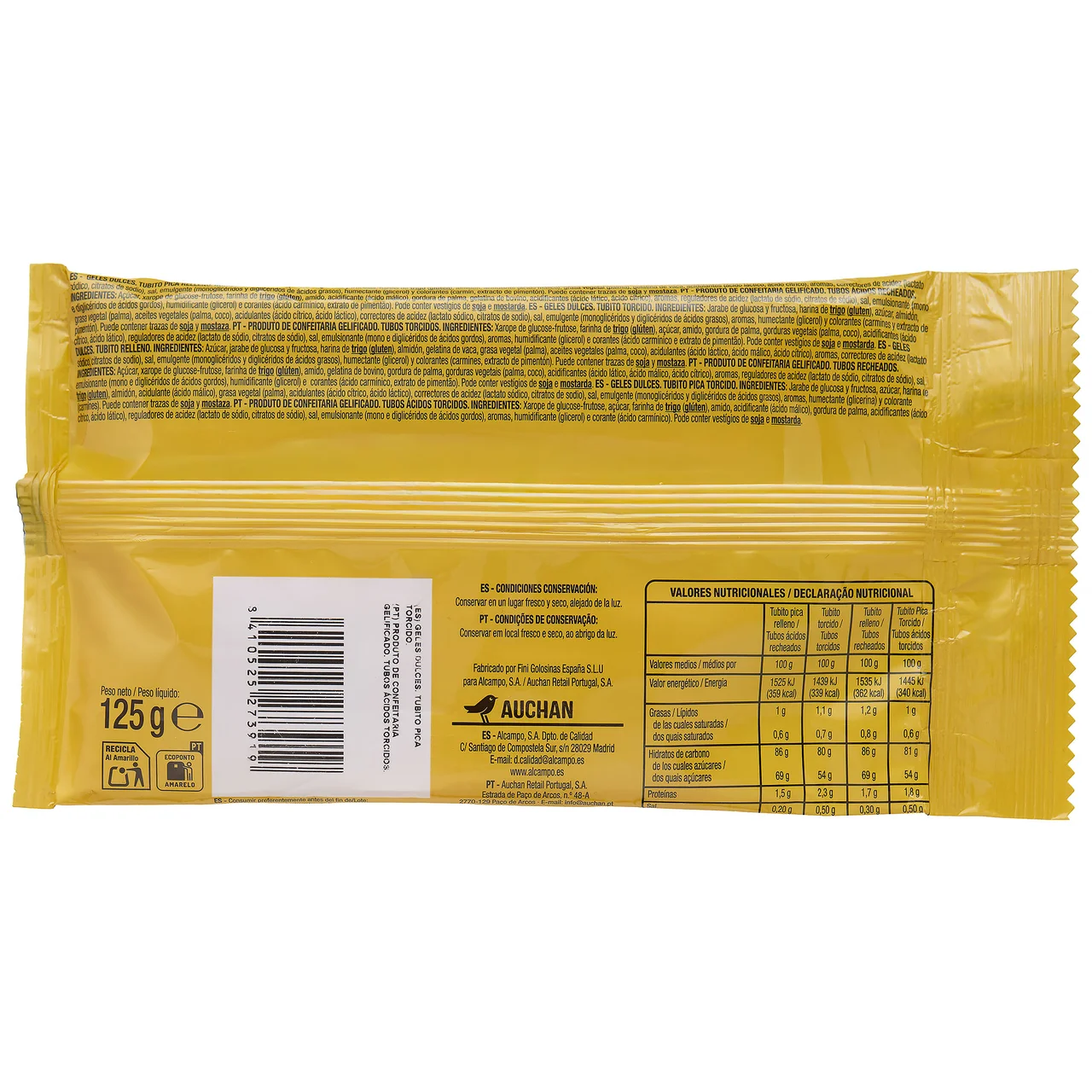 PRODUCTO ALCAMPO Golosina picatwist con sabor a fresa 125g