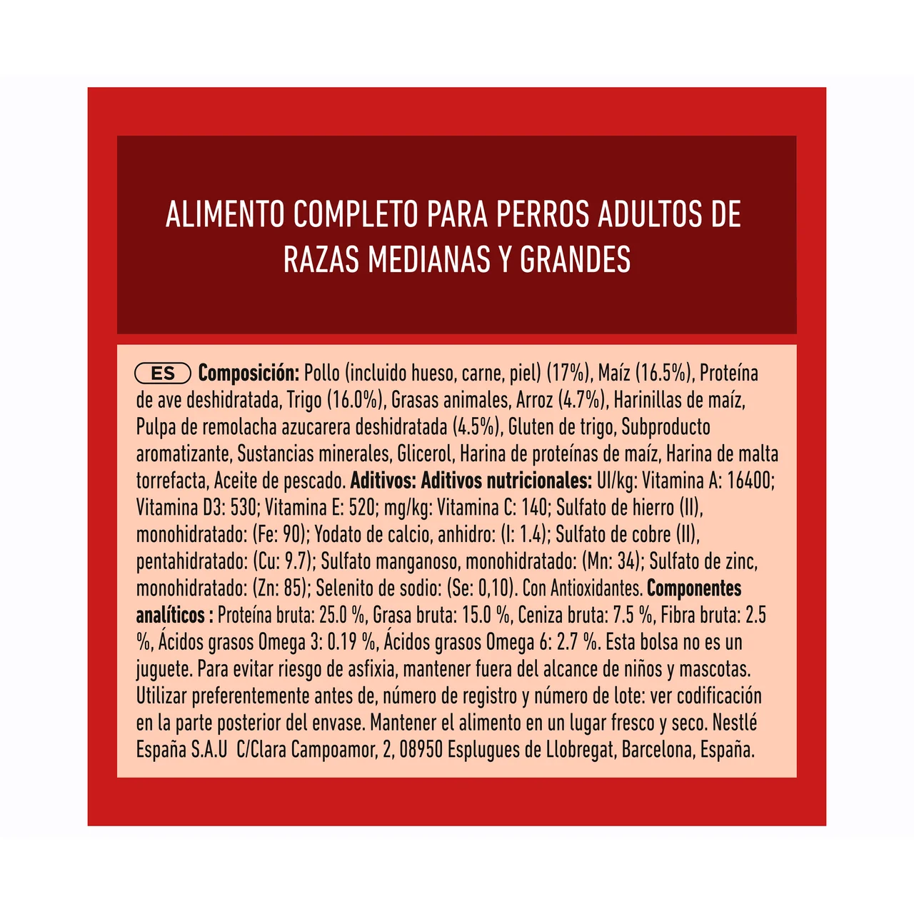 Alimentación de perro medium-maxi adulto pollo 2,5 kg.