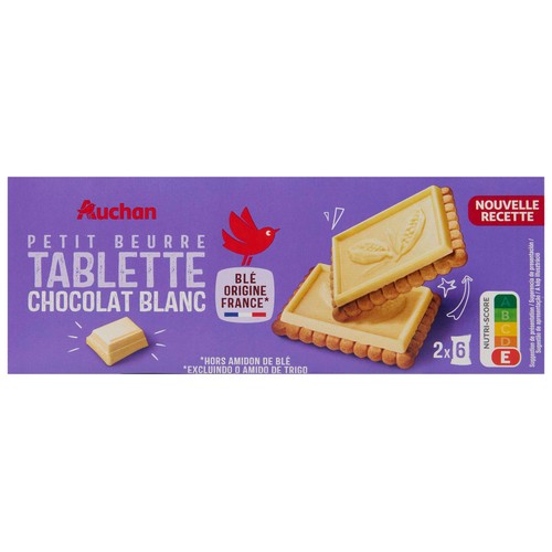 PRODUCTO ALCAMPO Galletas de mantequilla con tableta de chocolate blanco 150 g.