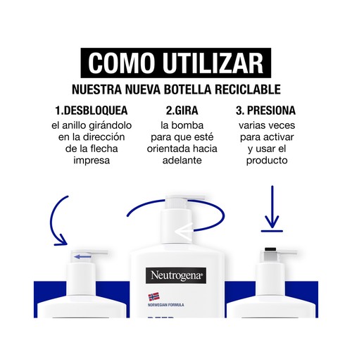 NEUTROGENA Hidratación profunda Loción corporal hipoalergénica, formula noruega, para pieles secas y sensibles 750 ml.