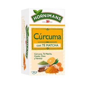 Imagen de HORNIMANS Té verde Matcha con cúrcuma, canela, clavo y naranja 20 uds. 30 g.