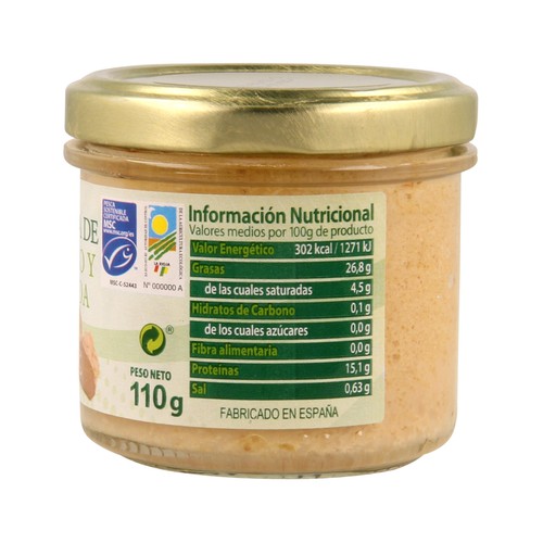 TERRA VERTE Crema de bonito con anchoa Ecológica MSC (Pesca sostenible certificada) TERRA VERTE 110 g.