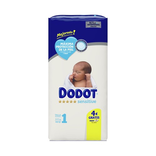 DODOT Sensitive Pañales talla 1 (2-5 kg) 44 uds.