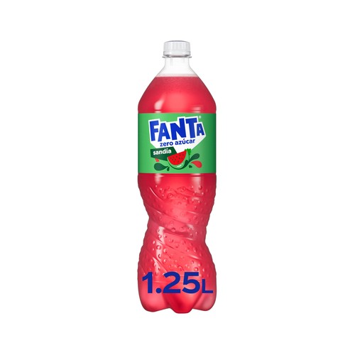 FANTA Zero azúcar Bebida refrescante sabor sandía, sin azúcares añadidos botella 1.25L
