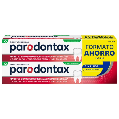 PARONDONTAX Pasta de diente sin flúor, sabor extra fresco 2 x 75 ml.