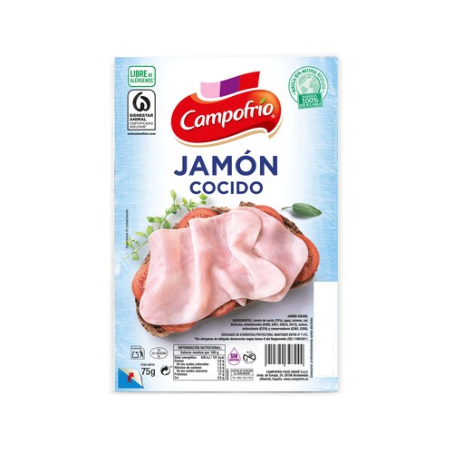 CAMPOFRÍO Jamón cocido cortado en lonchas 75 g.
