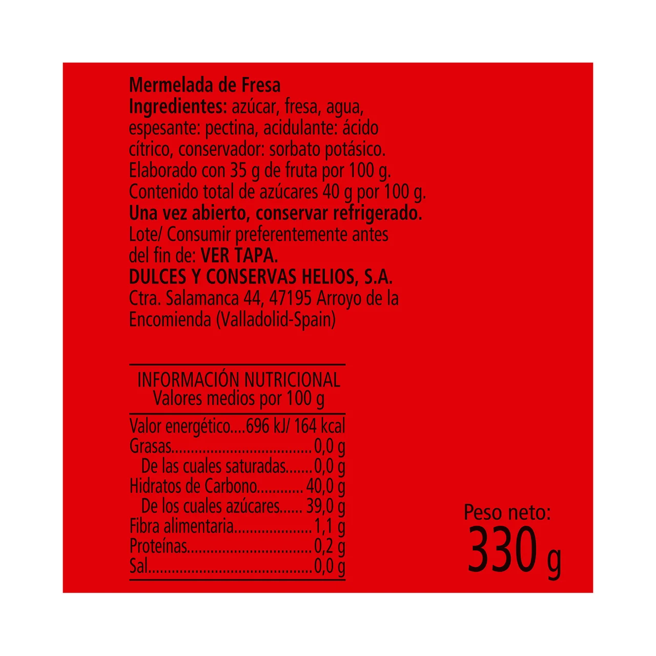 Mermelada de fresa 330 g.