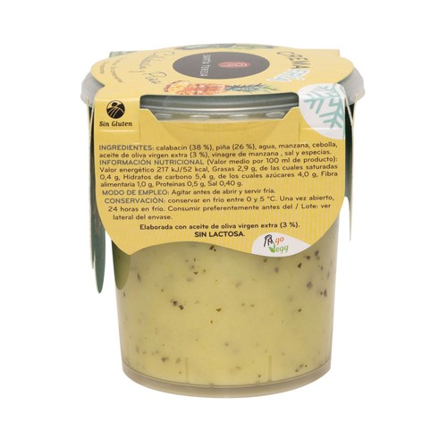 SANTA TERESA Crema fría de calabacín y piña, lista para tomar SANTA TERESA 400 ml.