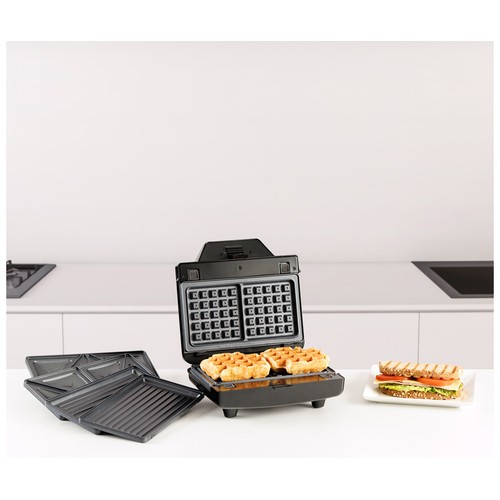 Sandwichera 3 en 1 TAURUS Miami Legend, 900W, capacidad para 2 sandwiches, placas intercambiables y antiadherente