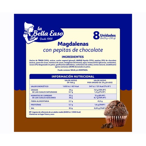 LA BELLA EASO Magdalena de chocolate 230 gr.