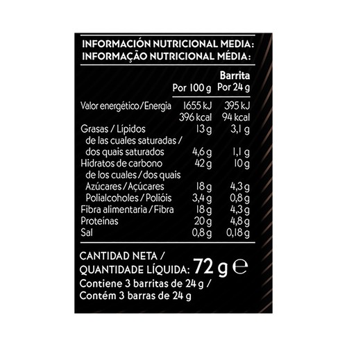 BICENTURY Barritas de proteina sabor a chocolate con almendras 72 g