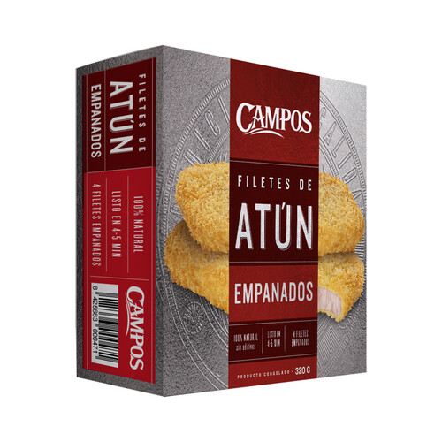 CAMPOS Filetes de atún empanados 100% naturales (sin aditivos) 320 g.