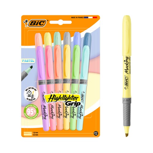 Set 12 subrayadores Highlighter Pastel. BIC