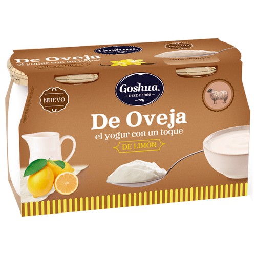 Yogur hecho con leche de oveja y un toque de limón GOSHUA 2 x 115 g.