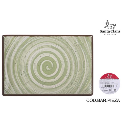 Fuente rectangular 30x20cm melamina, modelo Loop verde ELITE
