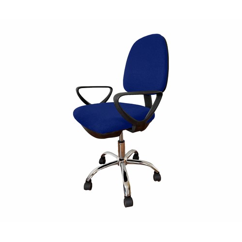 Silla escritorio azul con reposabrazos y regulable en altura, ENJOY.