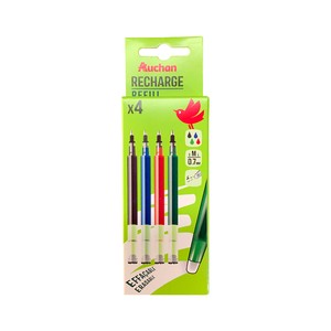 Imagen de 4 recambios de bolígrafos retráctil, colores surtidos, ALCAMPO.
