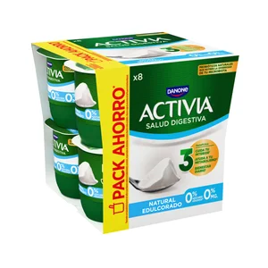 ACTIVIA Bífidus desnatado (0% materia grasa) y con sabor natural edulcorado 0% de Danone 8 x 120 g.