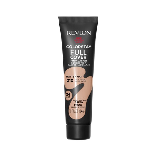 REVLON Colorstay full cover Tono 210 Sand beige Base de maquillaje de textura ligera, cobertura 100% mate 30 ml.