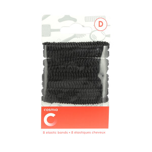 COSMIA Gomas elásticas clásicas de tamañó medio y color negro COSMIA 8 uds.