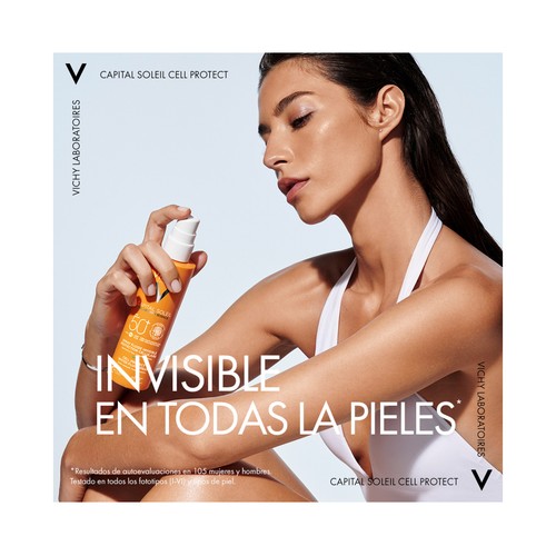 VICHY Protector solar en spray, resistente al agua y con FPS 50+ (muy alta) VICHY Capital soleil 200 ml.