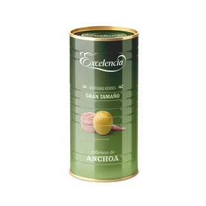EXCELENCIA Aceitunas verdes manzanilla rellenas de anchoa EXCELENCIA lata de 600 g.
