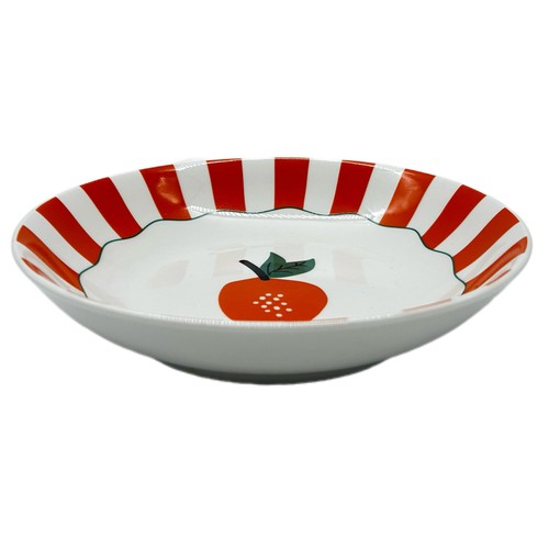 Plato hondo 20cm porcelana decorado naranjas. ACTUEL