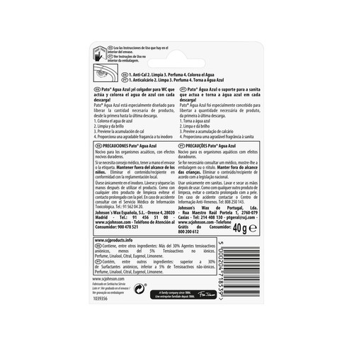 PATO Colgador de WC antical PATO WC Agua Azul 1 ud. 40 g