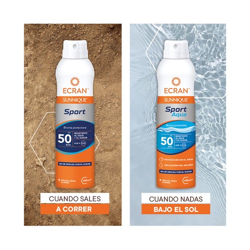 ECRAN Sunnique sprot Protector solar en bruma con FPS 50 (muy alto) 250 ml.
