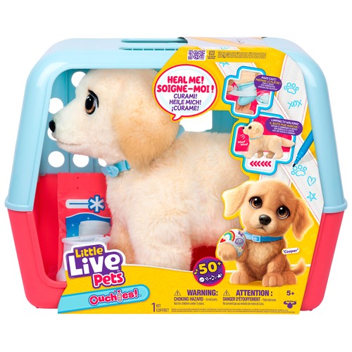 LITTLE LIVE PETS Peluche con funciones Perro Ouchies Retriver, Cúrame + 5 Años