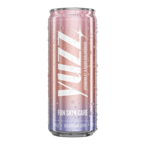 YUZZ Bebida refrescante de zumo de manzana con ácido hialurónico y vitamina C lata 33 cl.